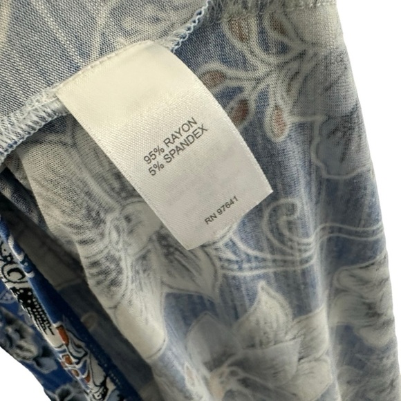 J.Jill Womens Floral Tiered Jersey Knit Maxi Dress Size Large Floral Blue Pocket - Picture 5 of 6